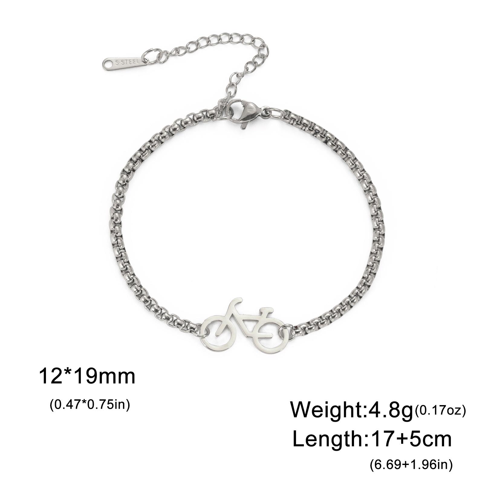 

Teamer Stainless Steel Bicycle Charm Bracelet for Men Women Adjustable Figaro Box Chain Casual Sports Jewelry 2026 Trend New In 17-22cm