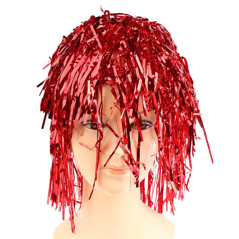 Folie Glitter Parykker Kostyme Cosplay Morsom Skinnende Hatt Metallisk Hårtilbehør For Fest Karneval Maskerade Parykk