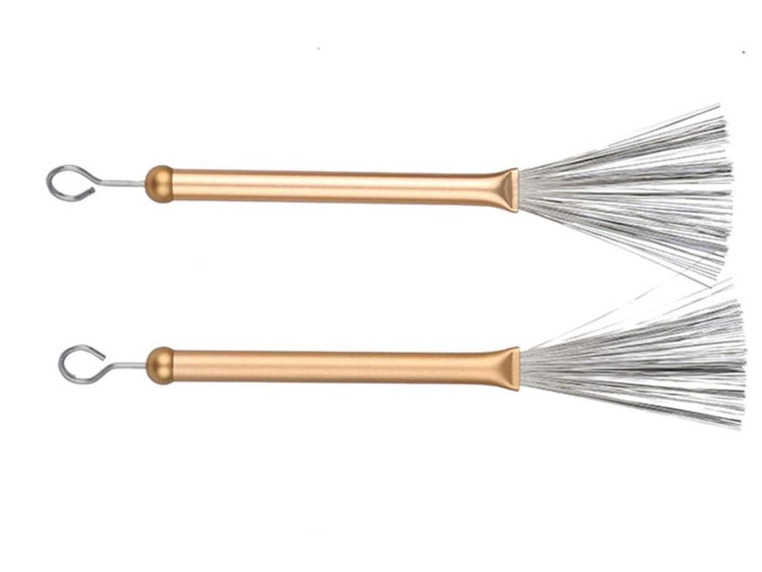 Retractable Metal Drum Brushes for Jazz Drum Kit - Steel Wire Drumsticks Aluminum Handle Steel Wire Brush
