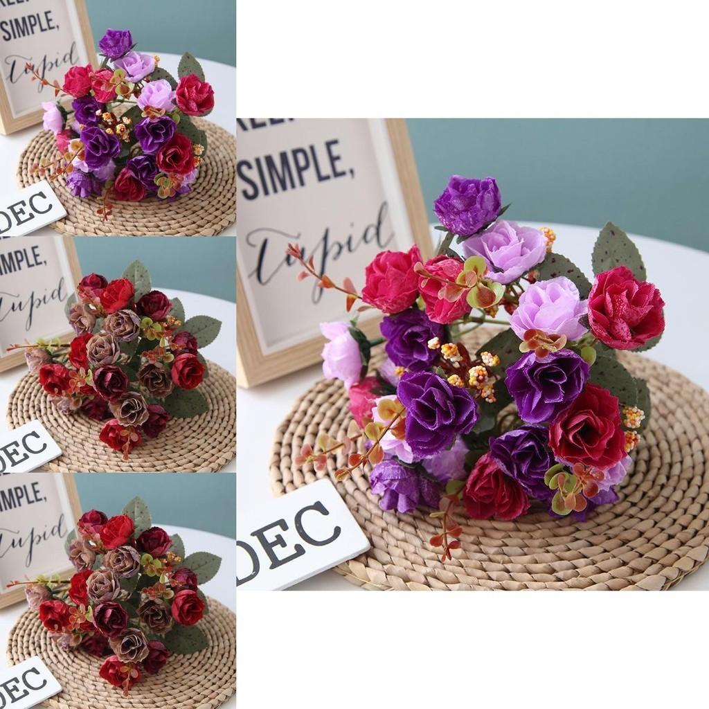 Stunning 21 Heads Artificial Silk Flowers Rose Bunch Bouquet For Elegant Home Decor