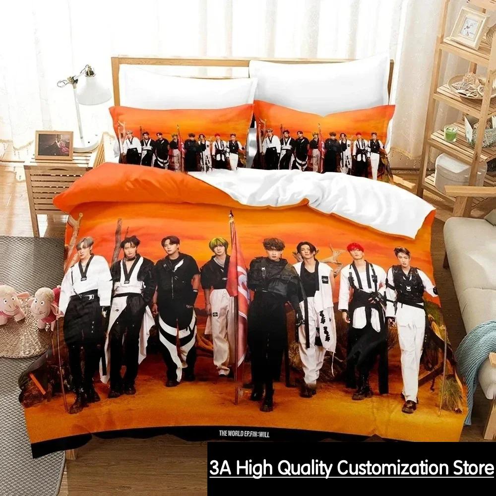 El Mundo Ep.fin Will ATEEZ Juego de Ropa de Cama Funda Nórdica Juego de Cama Funda de Colcha Funda de Almohada Edredón tamaño King Queen Ropa de Cama para Niños Adultos