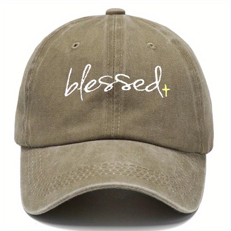Blessed Embroidered Washed Baseball Cap  Adjustable Dad Hat with Curved Brim for Fishing Outdoor Activities  Casual Wear