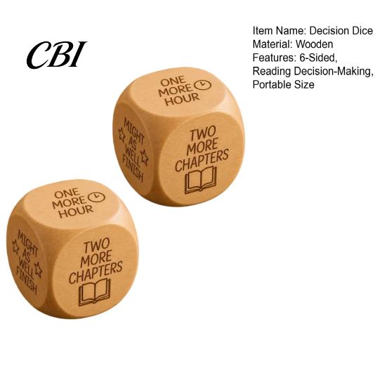 Reading Decider Dice 1/2Pcs Wooden Decision Dice, 6-Sided Decision-Making for Compact Bookworms, Theme Gift Lovers Cube