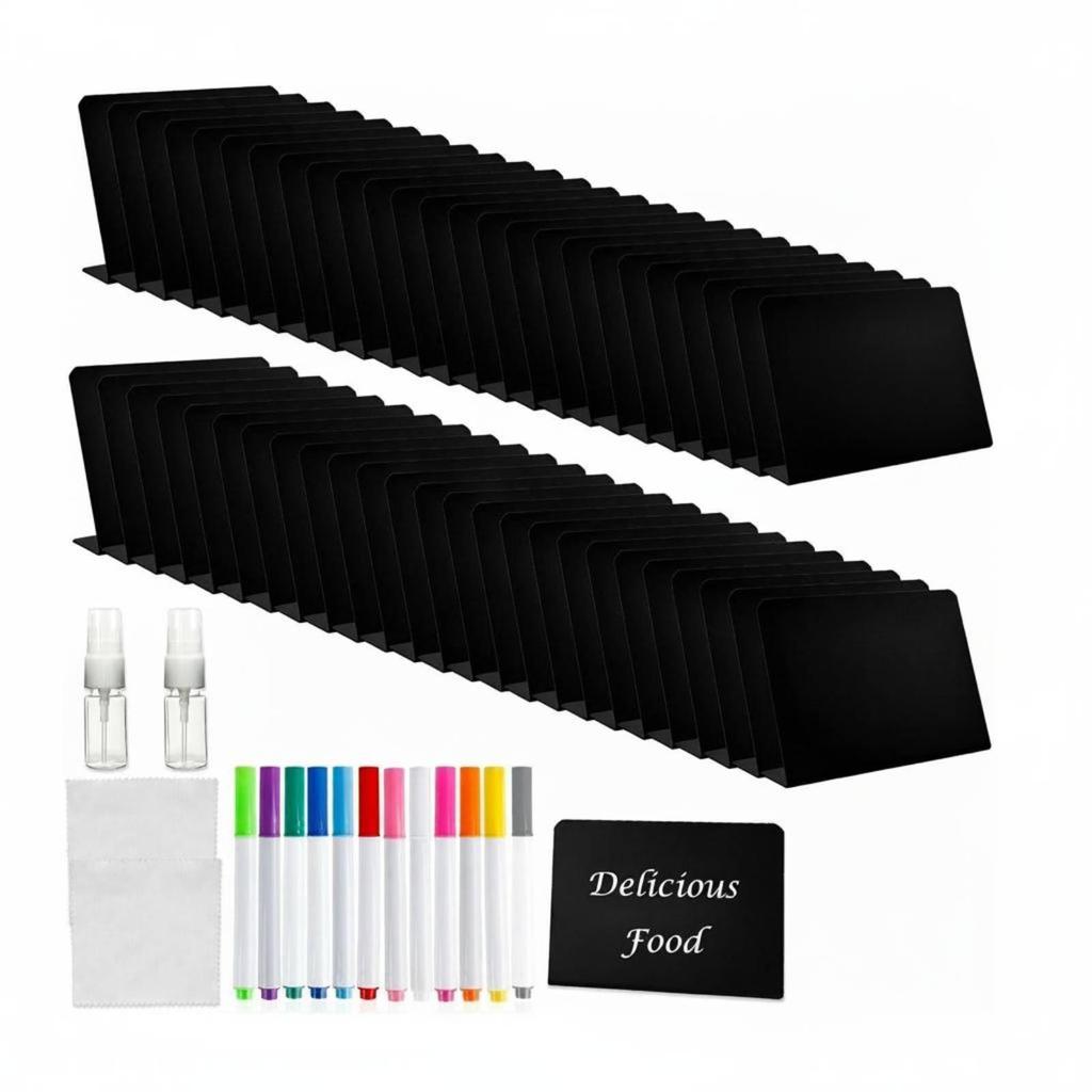 50 Pieces Mini Chalkboard Sign Includes Marker and Spray Bottle Table Tent