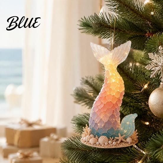 Elegant Tree Accessories Ocean Theme Christmas Ornaments 2D Flat Acrylic Hanging Decor with Sea Animal Xmas Party Favors Designs Holiday Decorations