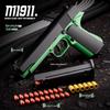 Mingjiangtang 1911 Soft Bullet Toy Gun for Kids - Continuous Fire Revolver Gun with Ejection Feature, Ideal for Boys.