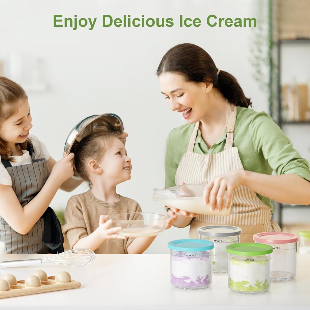Eisbecher Becher für Ninja Creamie Eismaschine Becher Wiederverwendbar Kann Eis mit Löffel Etiketten aufbewahren