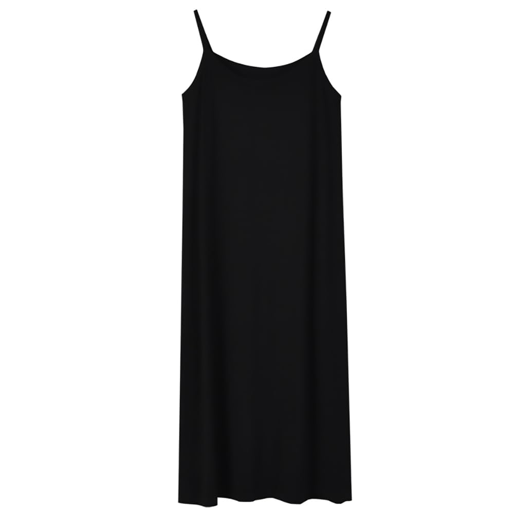 Meishang Langärmeliges Baumwoll-Rundhals-Damen-Camisole ohne Körbchen, Unterwäsche, Mischung, Träger, Kordelzug, Hals, Stretch, Schlicht, Farbe, (Schwarz, L)