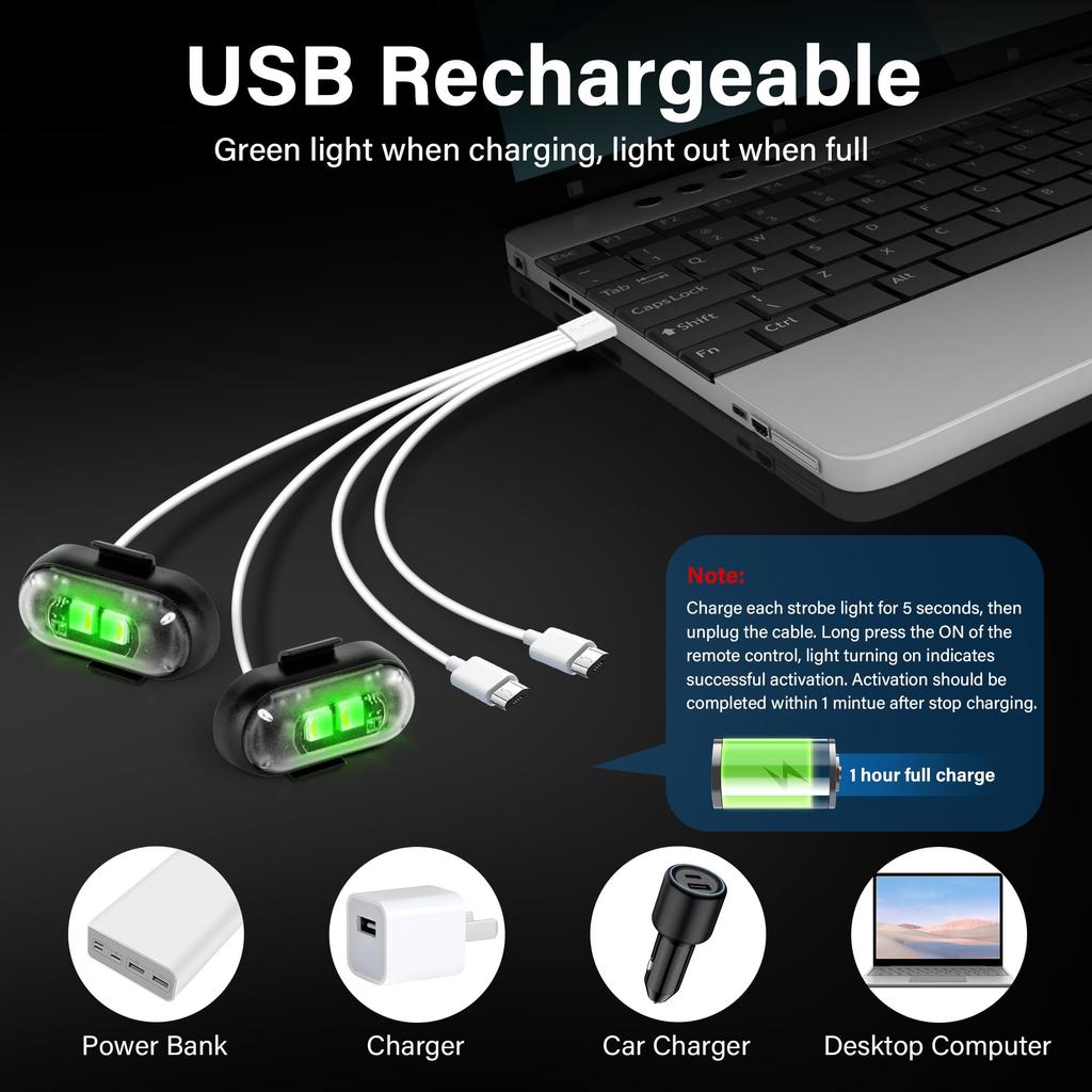 7-Farben-LED-Autostroboskoplichter Motorrad-LED-Positionslicht Kabellose Leuchte Drohne Kabellose Fernbedienung Blinkendes Warnsignal