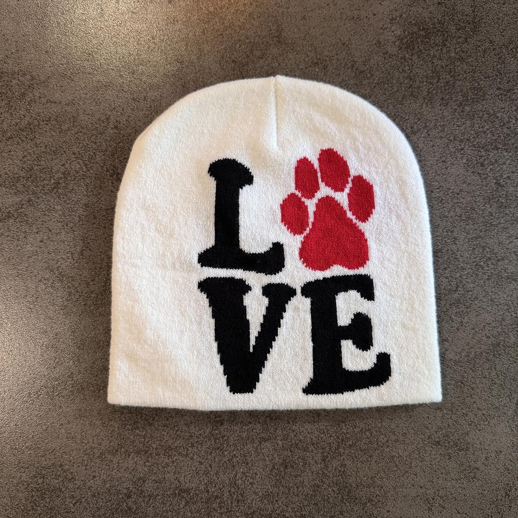 Paw Letter Dog Pattern Neutral Casual Warm Knitted Hat For Fall And Winter
