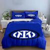 Blue Bedding Set with Interlocked White Logo Print Bedding Set Duvet Cover Pillowcases (1* Duvet Cover 2* Pillowcases Do Not Include Comforter)