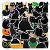 50 Black Cat Graffiti Cartoon Animal Stickers for DIY: Waterproof, Suitable for Phone Cases & Suitcases