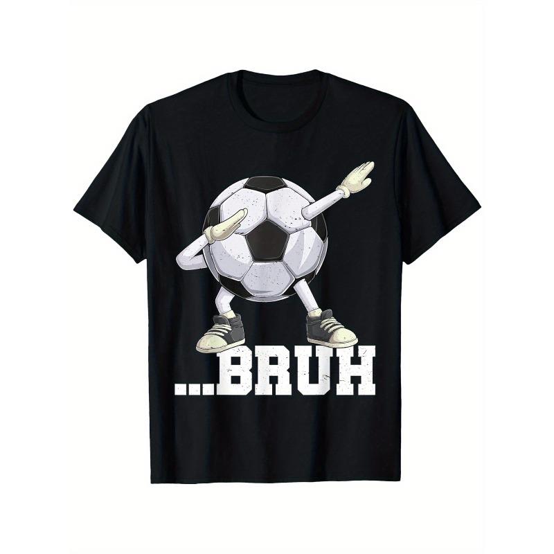

Dabbing Soccer Ball Bruh Funny Men s T-Shirt Soft Fabric, Breathable, Comfortable Short Sleeve Tees 4XL чорний