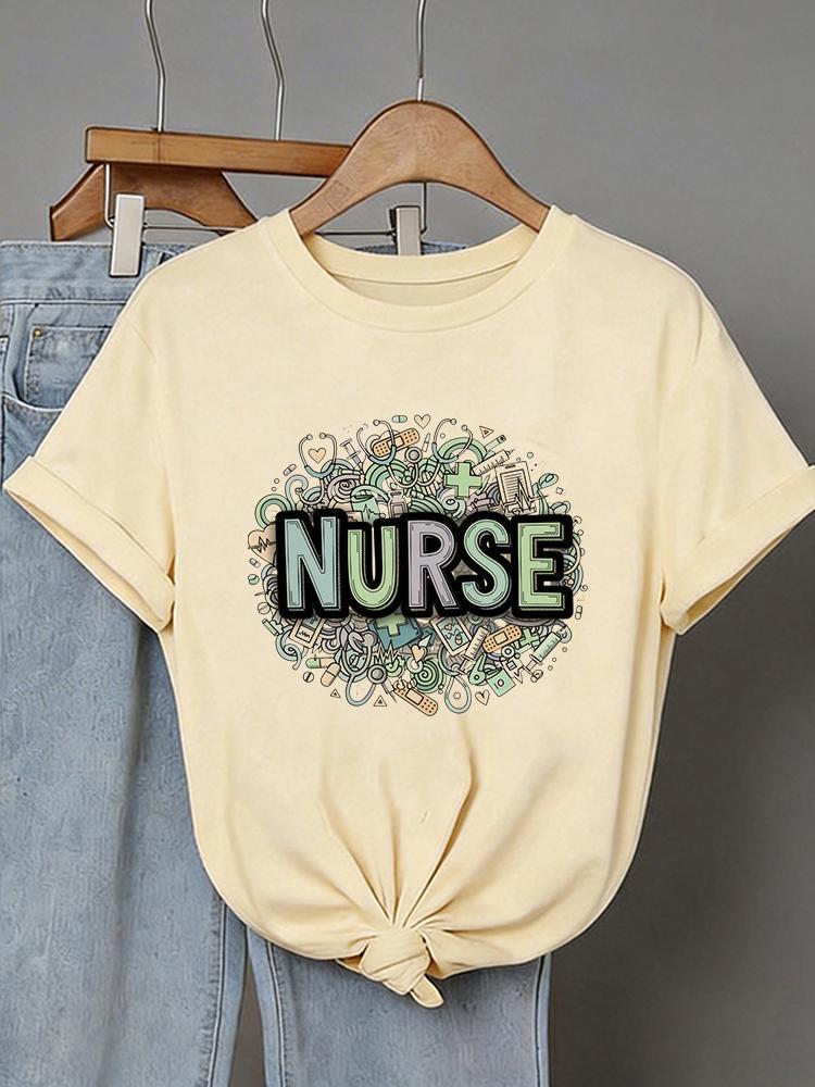 Nurse Eleunisext Print Crew Neck Tshirt 90s Short Sleeve Casual Tee Tops Unisexs Graphic T Shirt Outfit Y2k Tshirtt Clothes Female