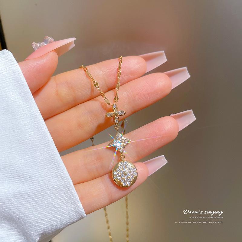 Luxury Flower Planet With The Same Exquisite Micro-Inlaid Necklace Women'S Fashion Trend Collarbone Chain