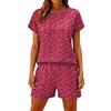 Women's Casual And Comfortable Floral-Print Short-Sleeve Set With Pockets