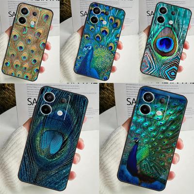 Etui z piórem pawia dla Xiaomi Redmi Note 13 12 10 8 9 11 Pro 12S 10S 11S Redmi 13C 10A 10C 9C 12C