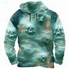 Fall Winter Halloween Men's Skull 3D Prints Hooded Hoodies Casual Sweatshirt Long Sleeve Crew Neck Streetwear Drawstring Tops