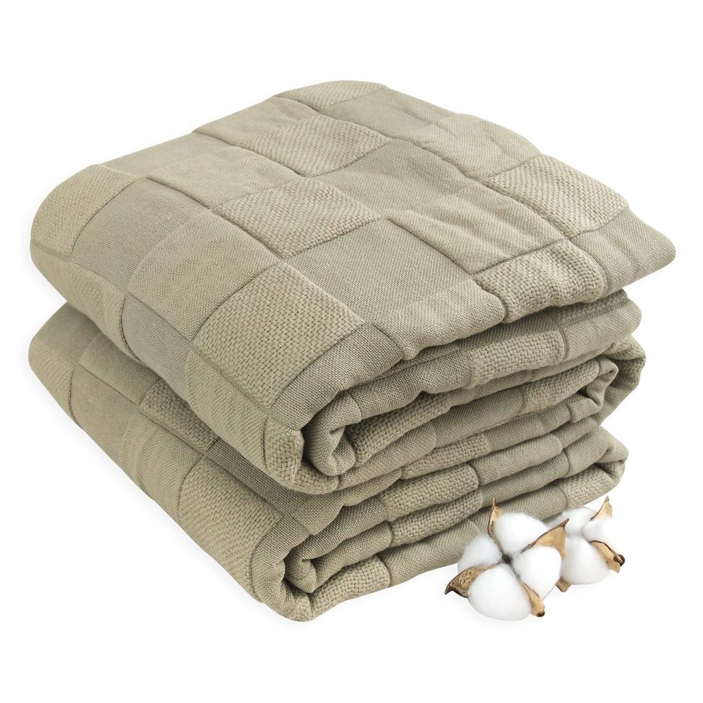 Rivere Gauze Single Towel Summer Lightweight Blanket Blanket, 4-Layer Gauze, Size, 100% Cotton, Blanket, Blanket, Throw, (Gray Beige)