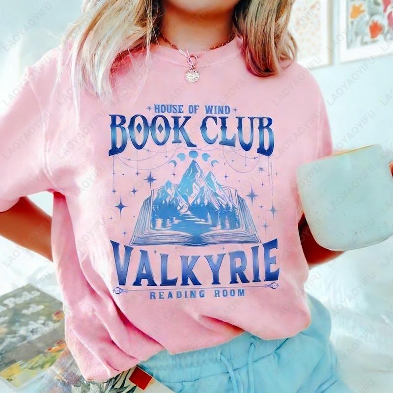 House Of Wind Book Club Cotton Shirts Fun Acotar Book Club Tee Night Court Throne Of Glass Valkyrie Women Oneck Printed Tops