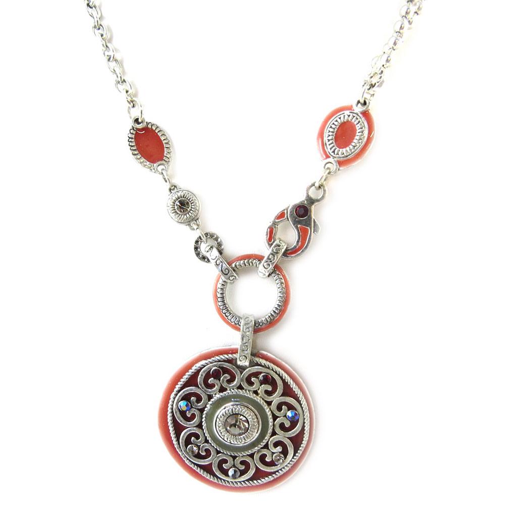 Les Trésors De Lily [C5450] - Designer Necklace 'Babouchka' Red Gray