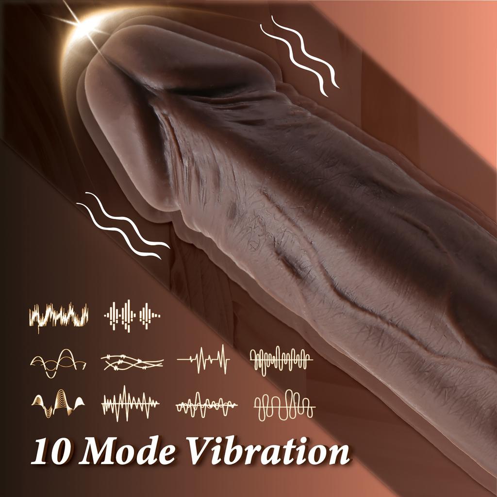 Thrusting Dildo Vibrator Sex Toys With Rotating Heating 9inch Realistic Coffee Telescopic Penis For Anal Clitoral G Spot Stimulation Silicone Dildos