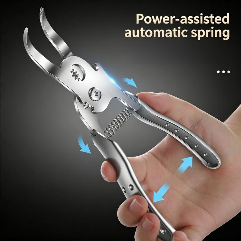 Chicken Feet Deboning Pliers in 304 Metal, Long Handle Tool with Grip Slot for Poultry Work, Tail Removal, and Joint Area Use for Kitchen Use
