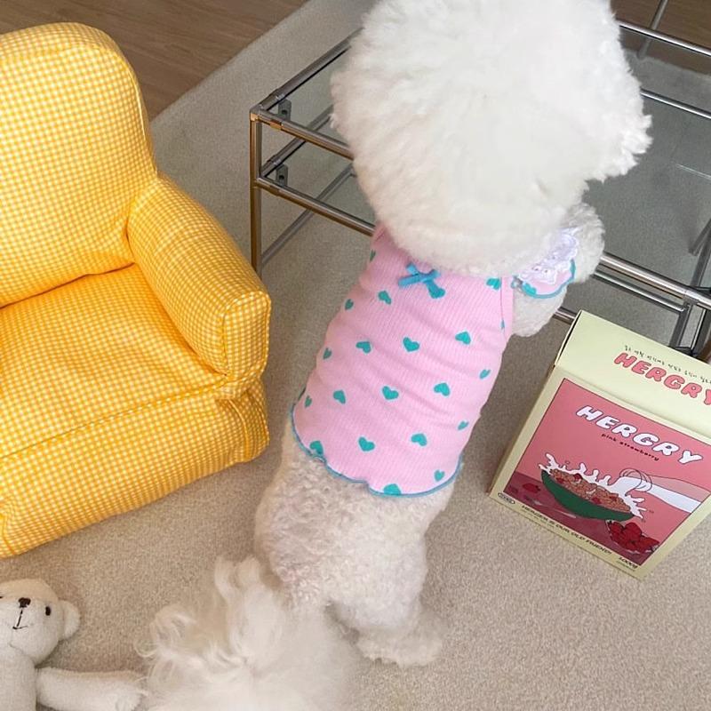 Spring and Summer Dog Thin Cute Wind Full of Love Knitted Elastic Sling Vest Cat Teddy Pet Clothes