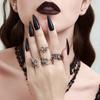 Diablo Skull Ring Set, Niche Halloween Spider Cross Ring