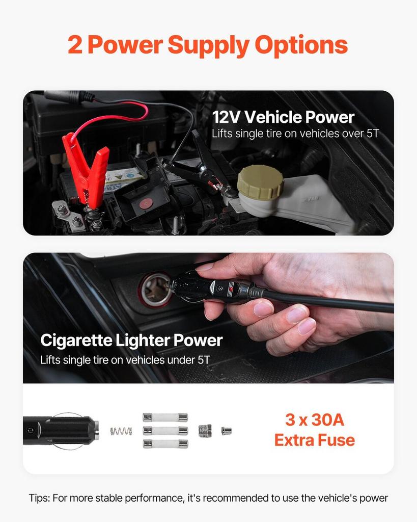 Electric Car Jack 15 Tons /33000 Lbs Portable Jack Kit with LED Light