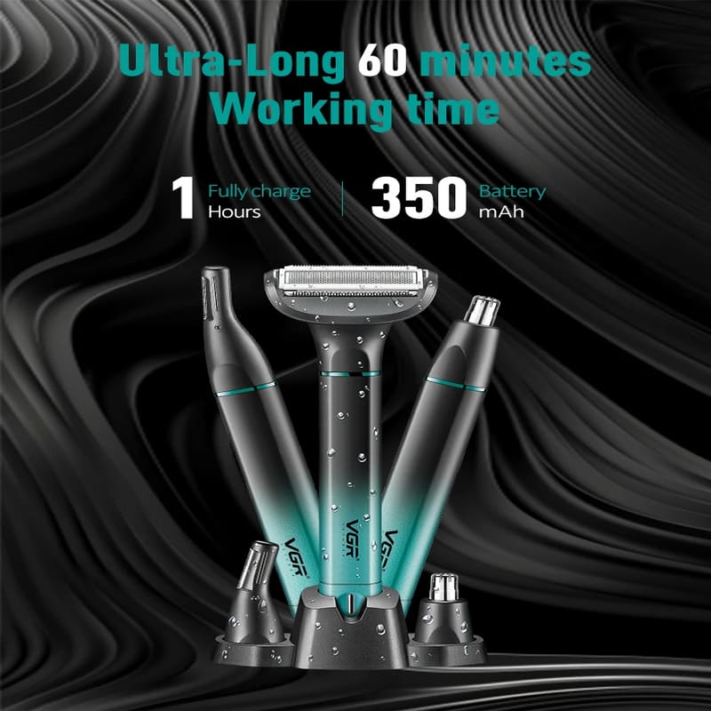 VGR V-625 IPX5 Rated Washable Rechargeable Electric Shaver Long Battery Life Multi-Function 3-in-1 Nose Hair and Beard Remover and Eyelash Trimmer