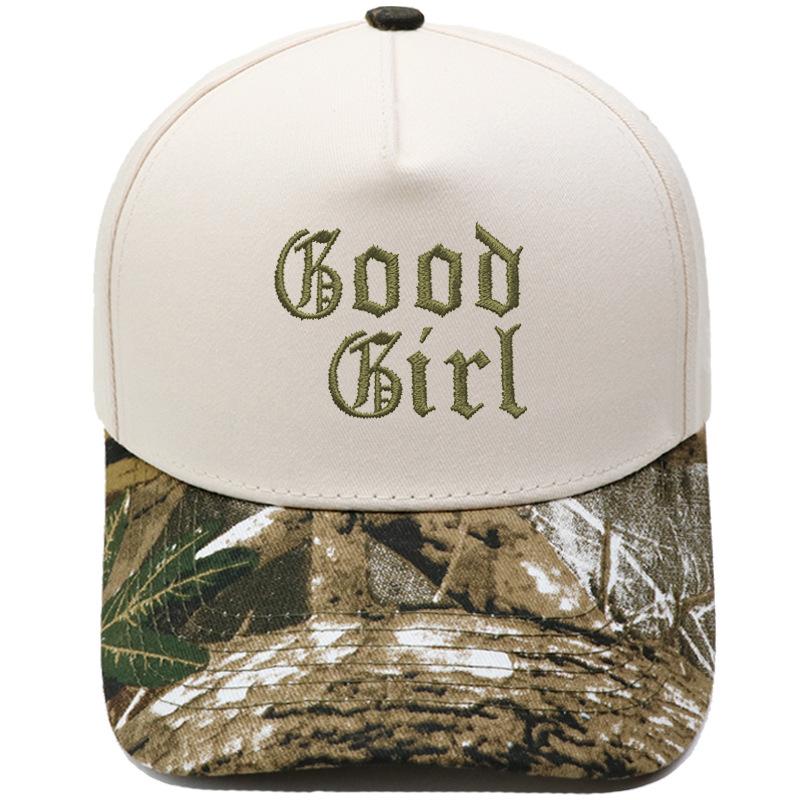 Good Girl Truck Driver Hat Embroidery Vintage Leopard Print Color Matching Baseball Cap European and American Men's Casual