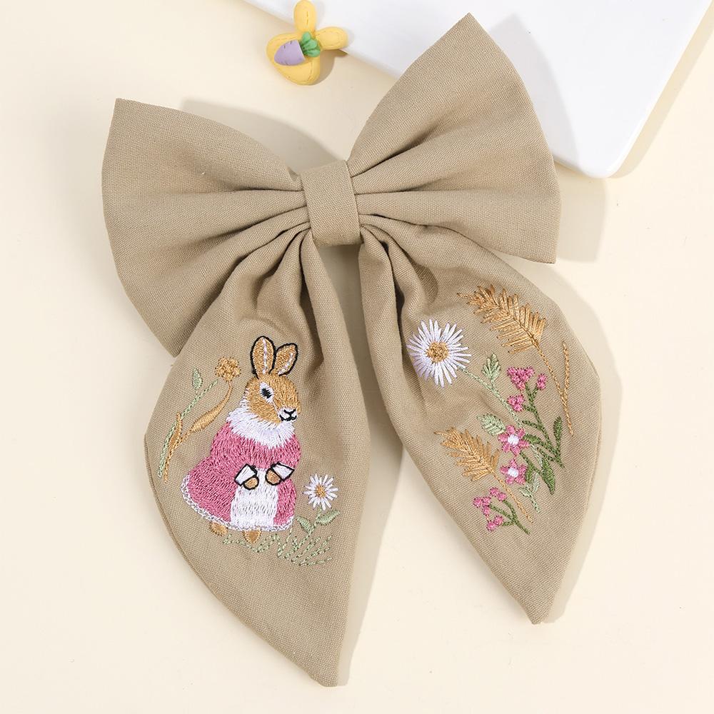 

Вышивка кролика бант заколка для волос милые девочки кролик бант заколка ручная работа ткань детский головной убор головной убор детские аксессуары