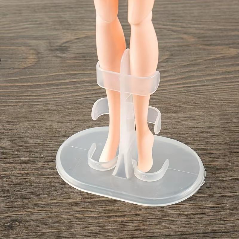 30pcs Transparent PVC Doll Stand Display Stands Movable Leg Clip for Collectible Figures Plastic Puppet Support Stand Home Decor