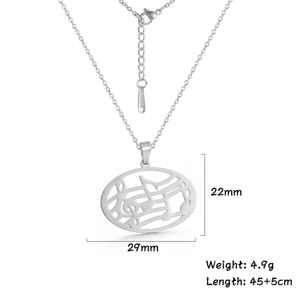 Teamer Stainless Steel Necklace for Women Music Note Instrument Guitar Pendant Charms Gold Plated Fashion Jewelry Romantic Gift