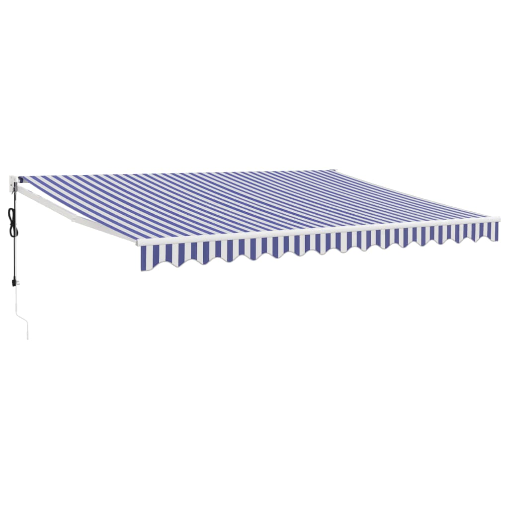 Electric Awning with Crank Blue and White 4x3 M