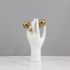 Silver Ball White Palm Resin Sculpture, Home Decoration, Metal Bubble Ball, Office, Flower Arrangement, Modern Abstract Art