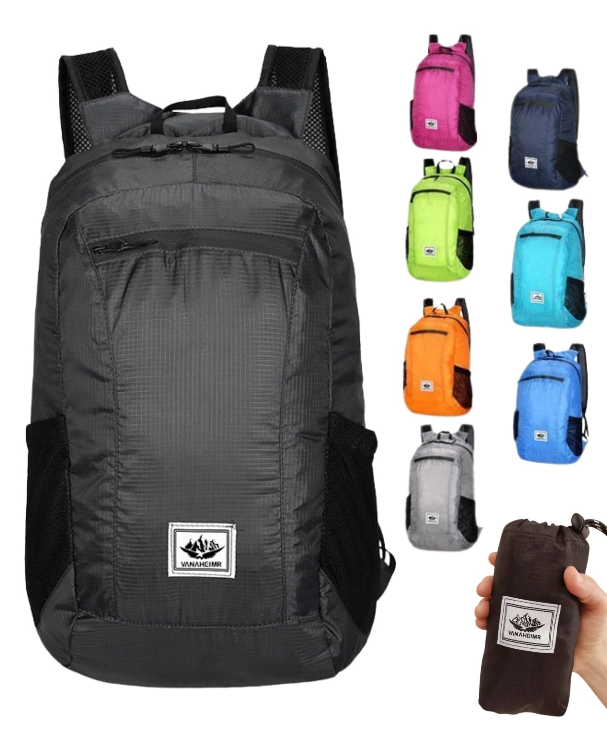 

Elixio Foldable Backpack, Lightweight, 85g, Compact, Large Capacity, Perfect for Travel, Outdoor Activities, and Sports, Unisex (Black)