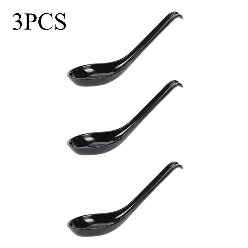 1/3/6Pcs Spoon Set Red Black Traditional Chinese Noodle Soup Spoon Long Handle Plastic Tableware Kitchen Dinner Stirring Cutlery