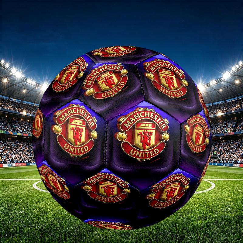 Manchester United F.C. Velikost 5 Fotbalový míč, PU Odolný proti opotřebení Fotbalový míč pro zápasový trénink a denní praxi, Dárek k narozeninám pro fanoušky fotbalu