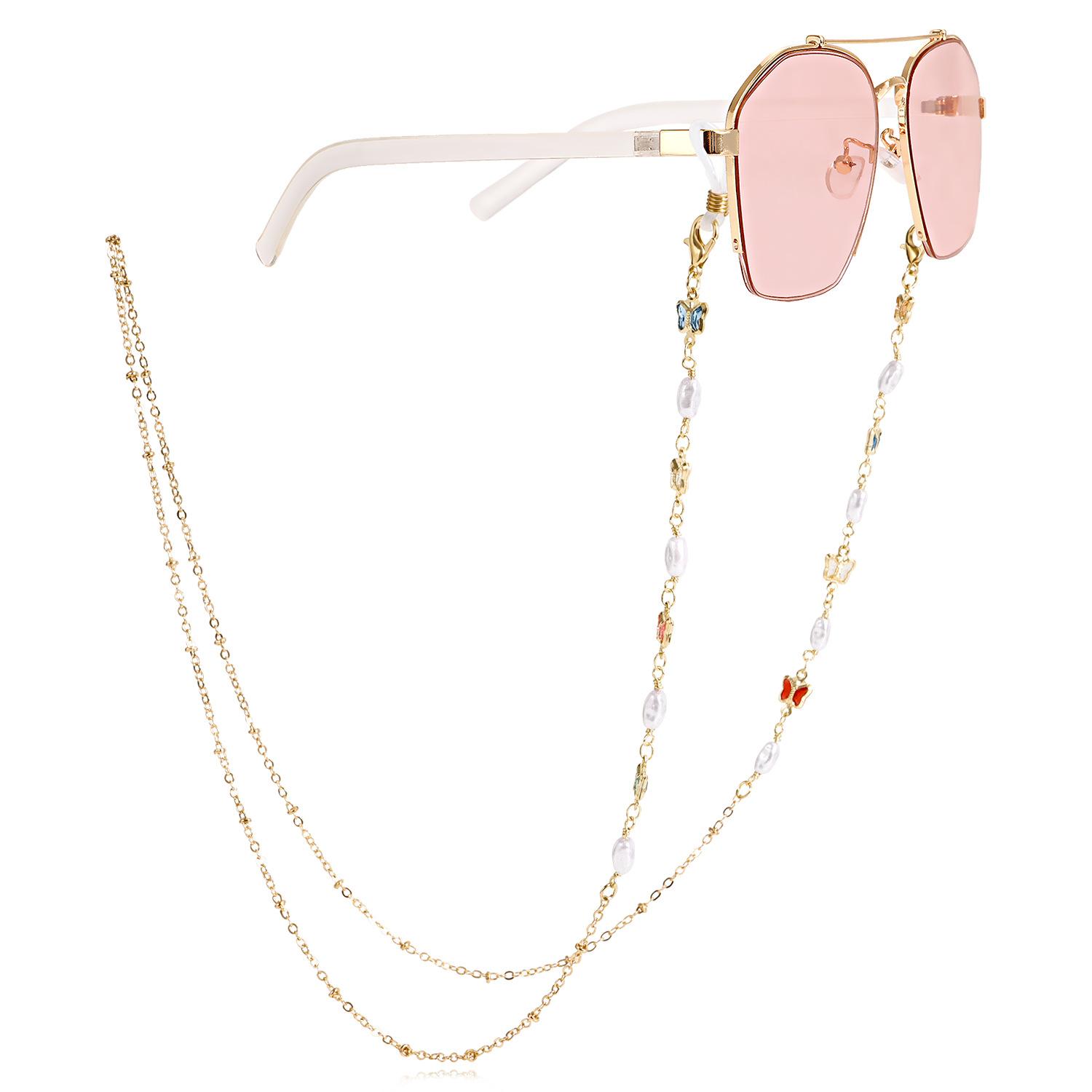 

Metal mask anti-lost rope ins mini color butterfly advanced sense glasses chain lanyard mask lanyard face chain female