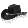 Eye-catching Crystal Cowboy Hats Bride Hat Panama Hat for Bachelorette Party Cowboy Hats for Club Stage Shows