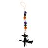 Halloween Wooden Beads Garland Hanging Pumpkin Ghost Bead with Cat Spider Witch Ornaments for Halloween Indoor Outdoor Tree Decor