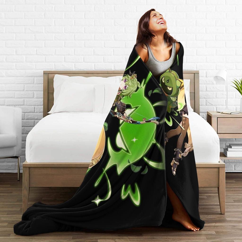 Genshin Impact Collei Wish Gacha Velvet Throw Fashion Blankets Splash Art for Bedding Knitted Fashion Blanket Travel Super Soft Multi-functi