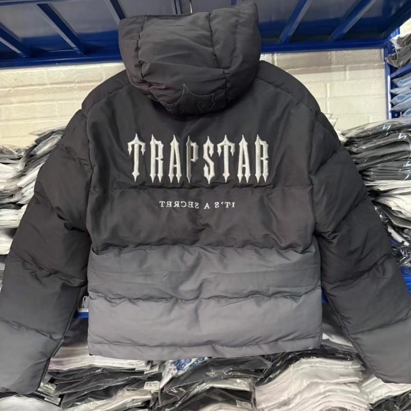 Trapstar Embroidered Gradient Cotton Puffer Jacket High Street Style Loose Fit Teens