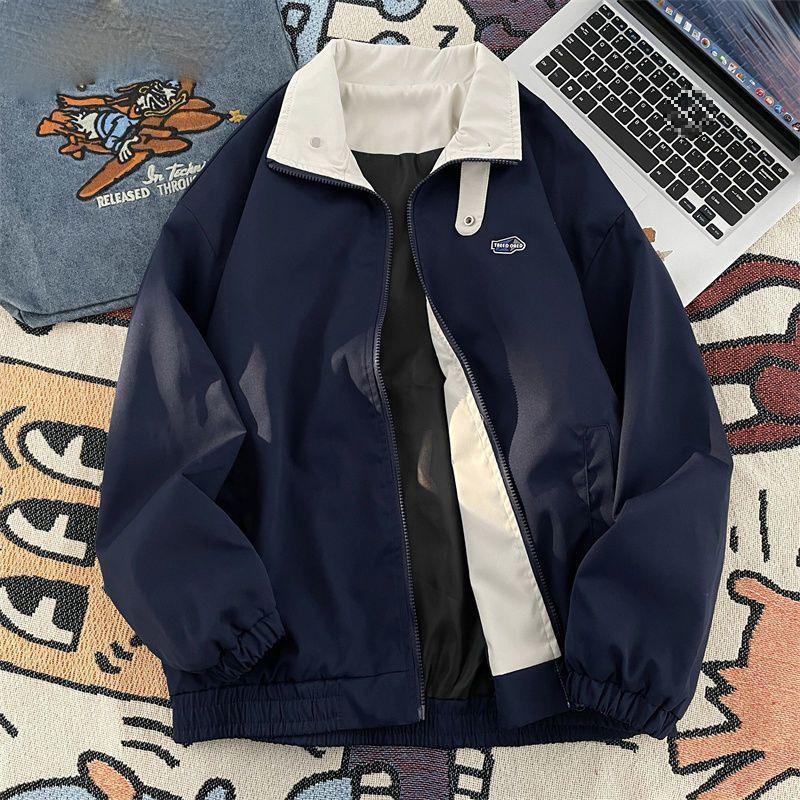 Herbst Revers Workwear Jacke Herren Reißverschluss Trenchcoats Windbreaker Vintage Übergroße Japanische Mode Harajuku Streetwear Jacke