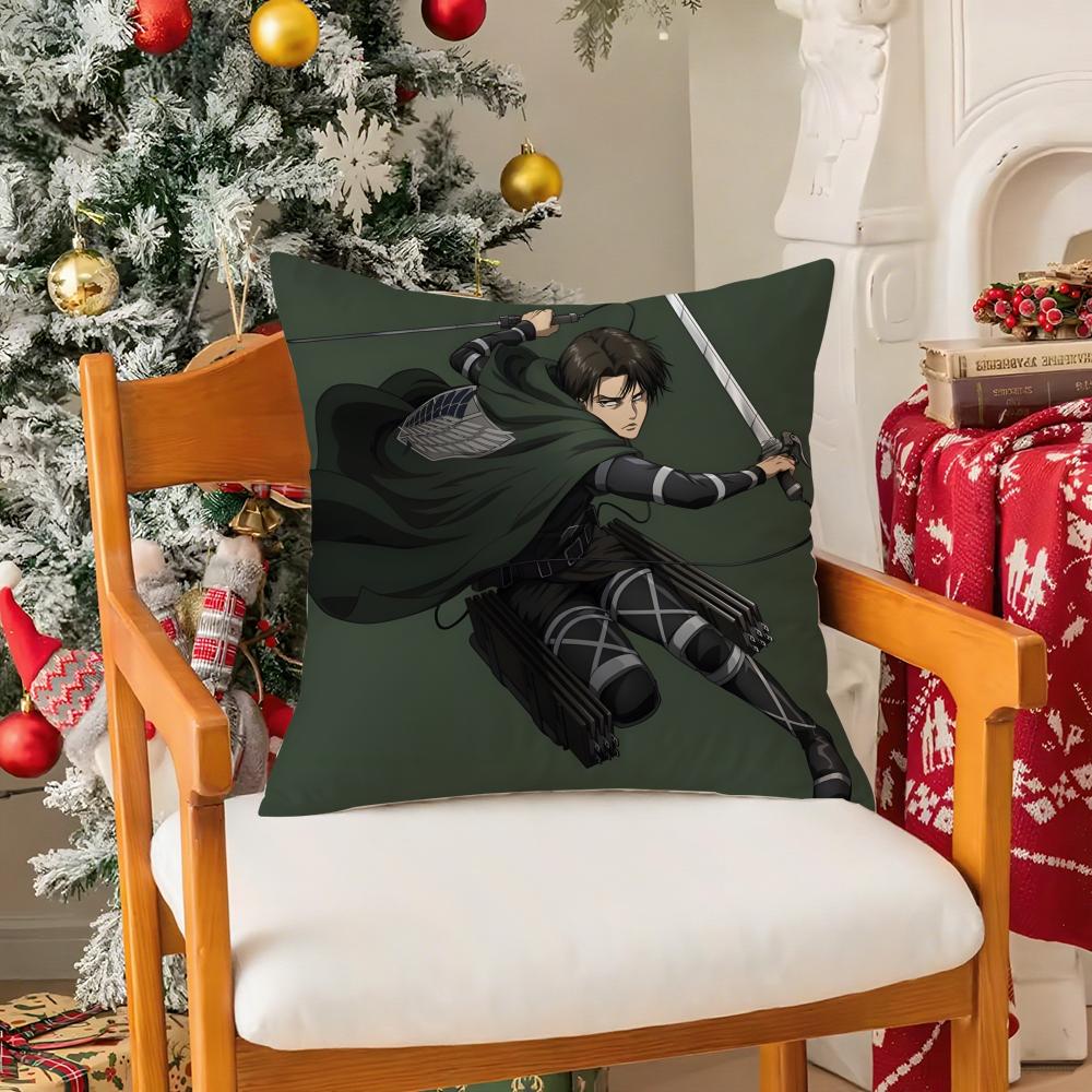 Anime Levi Ackerman Attack On TitanT Silky Short Plush with Invisible Zipper Dustproof Sofa Cushion Cover for Home Decor