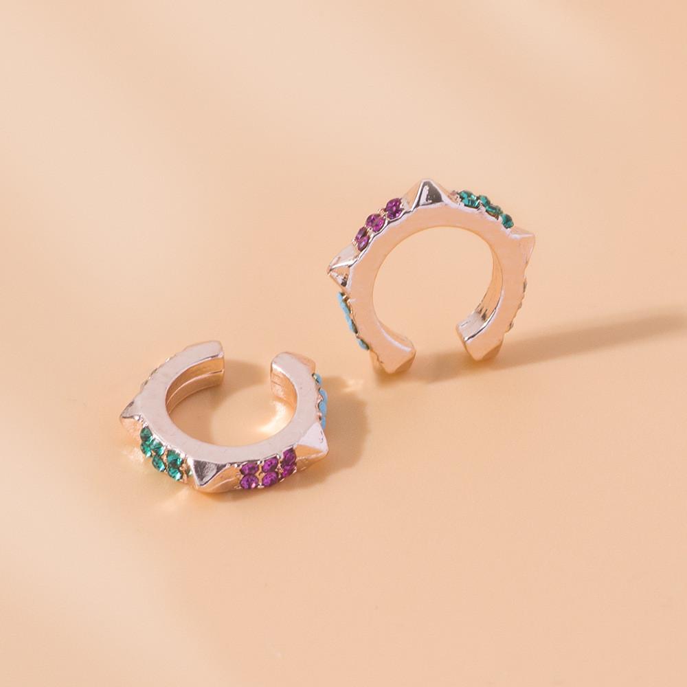 Alloy Geometric Elegant Ear Cuffs With Colorful Rhinestones For Women Trendy