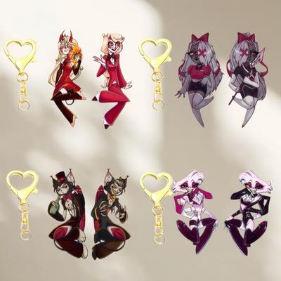 6Cm Double Sided Printed Acrylic Keychain for Hazbin Hotel Vaggie Angel Dust Alastor Character Keychain Gift Backpack Pendant