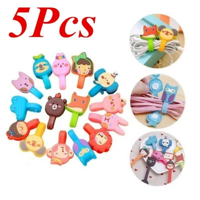 

5 Pack Cute Cartoon Earphone Cable Winder Storage Clip Portable Wire Organizer Reusable Cord Holder Earphone Accessories